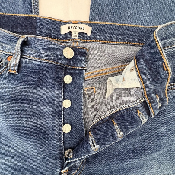 RE/DONE High Rise Straight Jeans Worn True Indigo Sz 28 EUC - Picture 6 of 13